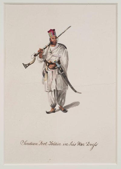 Sindian Foot Soldier in His War Dress, 1815 by Robert Melville Grindlay